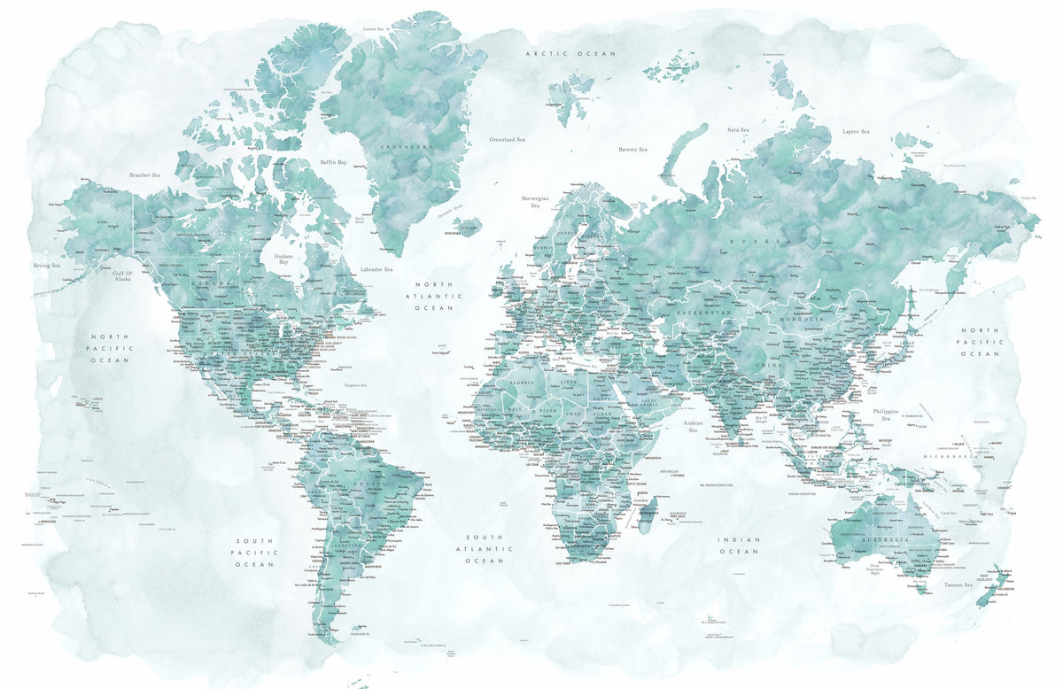World Map Cities - Gertrudis Mural Wallpaper - pure wallpaper artwork