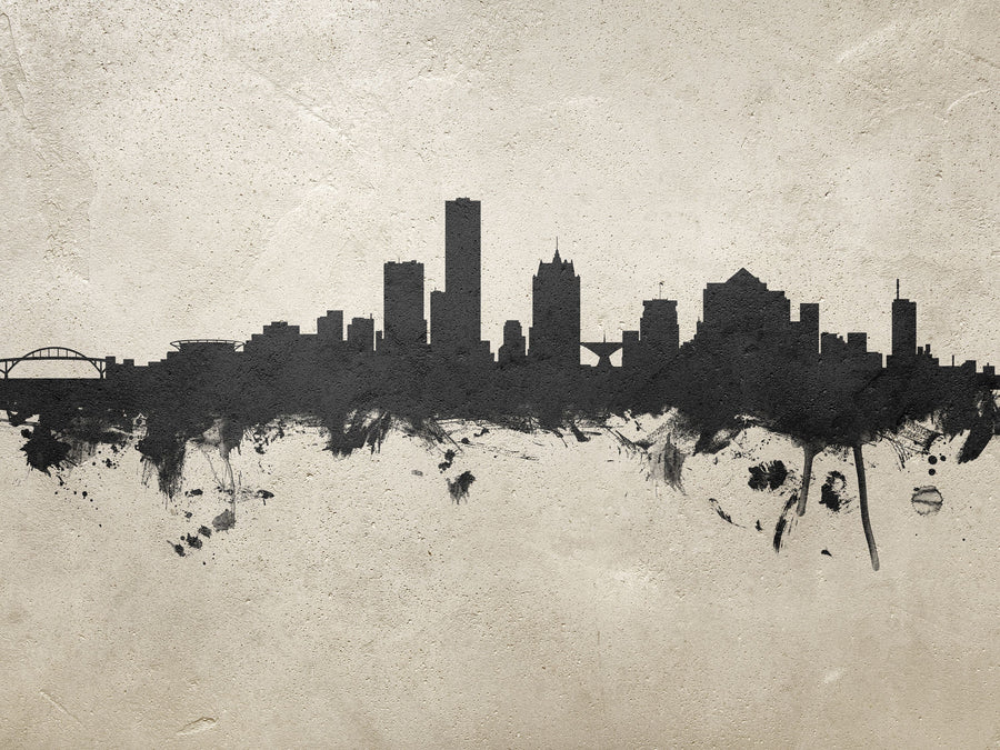 Milwaukee Wisconsin Skyline Concrete Mural Wallpaper