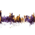 Marseille France Skyline Purple & Gold Mural Wallpaper - pure wallpaper artwork