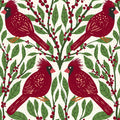 Cardinals & Winterberries, Green Mural Wallpaper - pure wallpaper artwork