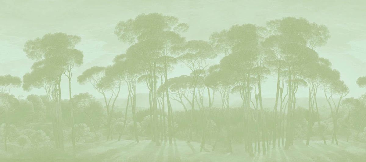 Mediterranean Pine Landscape, Pistachio Mural Wallpaper - pure wallpaper artwork