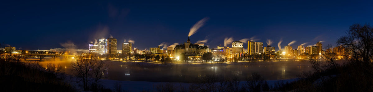 Saskatoon Skyline At Night Mural Wallpaper - pure wallpaper artwork