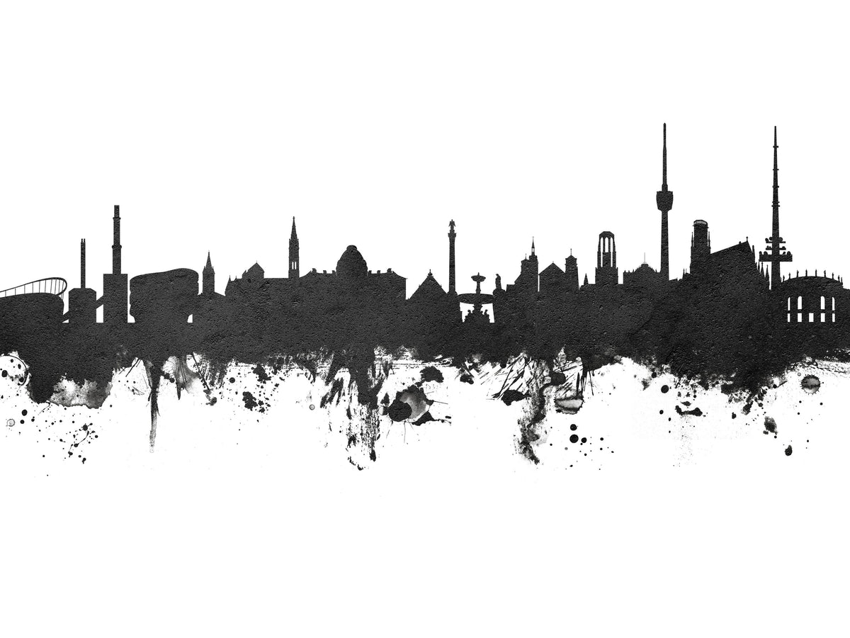 Stuttgart Germany Skyline Black & White Mural Wallpaper - pure wallpaper artwork
