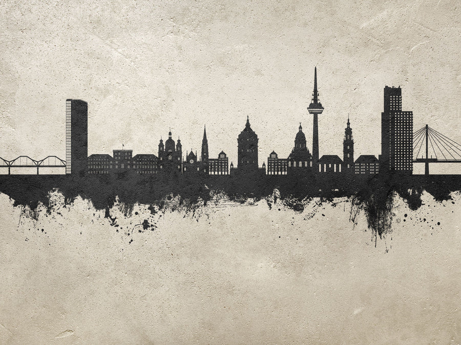 Mannheim Germany Skyline Concrete Mural Wallpaper