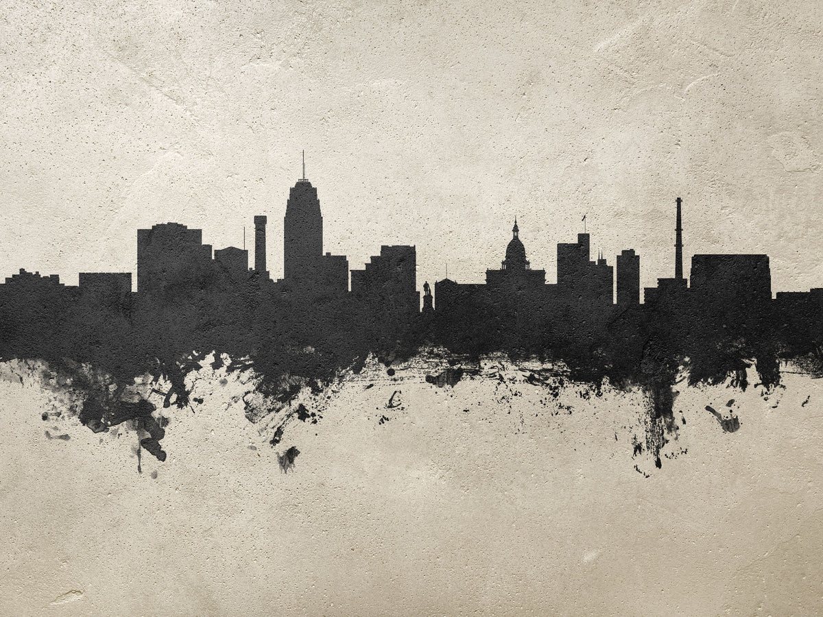 Lansing Michigan Skyline Concrete Mural Wallpaper - pure wallpaper artwork