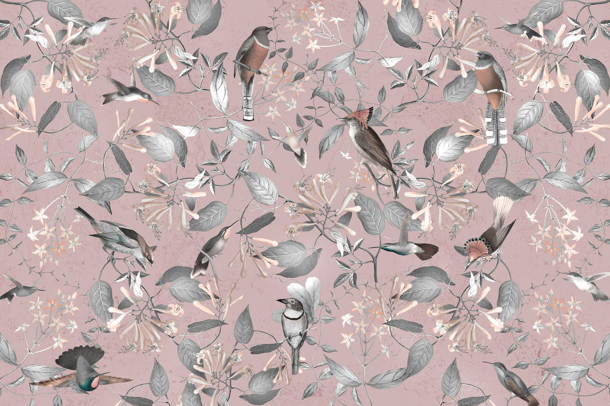 Tescoma Birds of Beauty Mural Wallpaper - Neutral Tone - pure wallpaper artwork