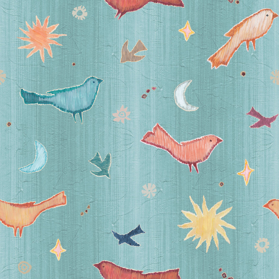Boho Skies Blue Mural Wallpaper