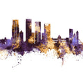 Dhaka Bangladesh Skyline Purple & Gold Mural Wallpaper - pure wallpaper artwork