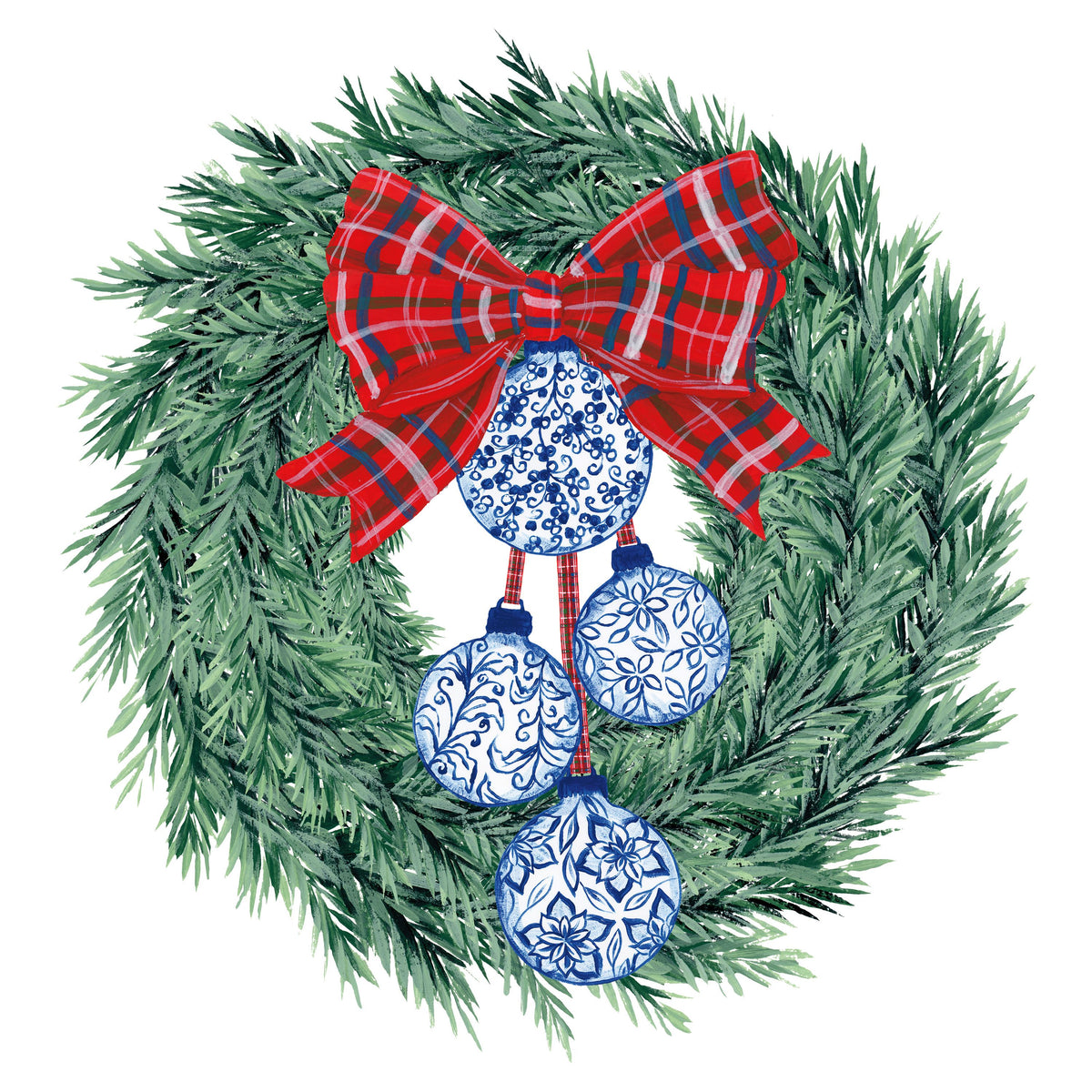 Holiday Tartan and Chinoiserie II Mural Wallpaper - pure wallpaper artwork
