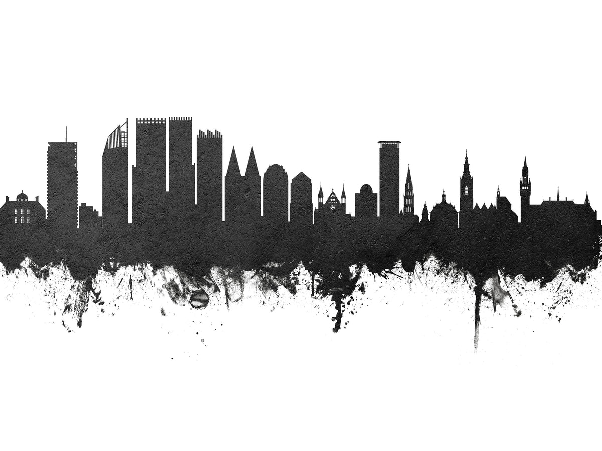 The Hauge Netherlands Skyline Black & White Mural Wallpaper - pure wallpaper artwork