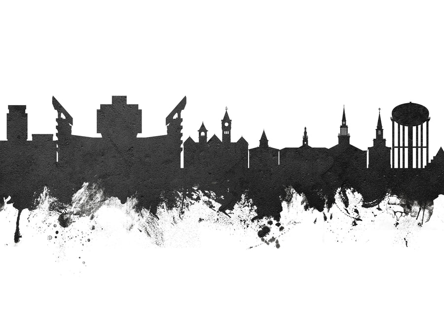 Auburn Alabama Skyline Black & White Mural Wallpaper