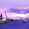 Urban Twilight Bridge Mural Wallpaper - pure wallpaper artwork