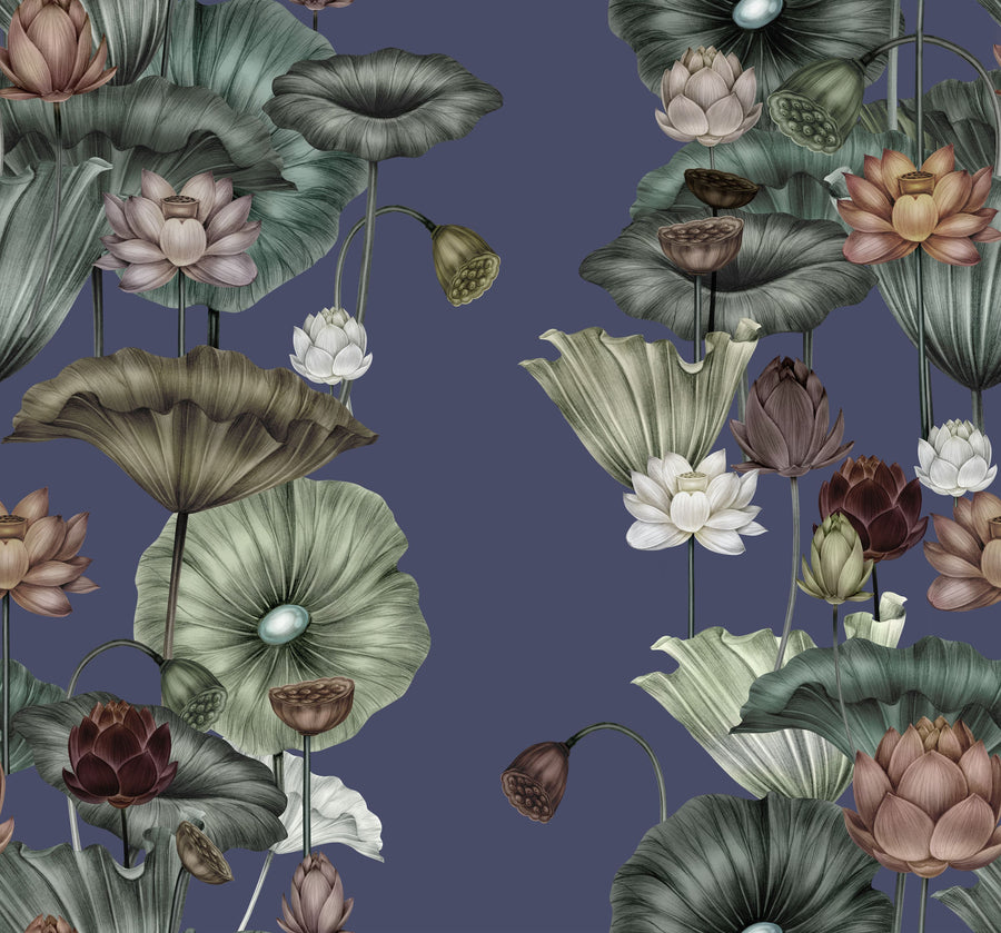 Magical Lotus, Purple Mural Wallpaper