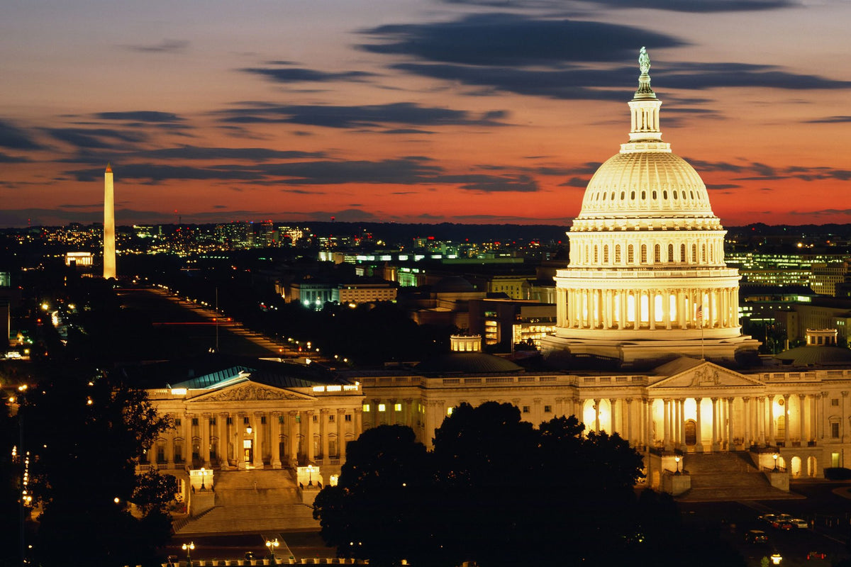 Capitol Twilight Red Mural Wallpaper - pure wallpaper artwork