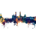Toulouse France Skyline Blue & Bronze Mural Wallpaper - pure wallpaper artwork