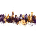 Wigan England Skyline Purple & Gold Mural Wallpaper - pure wallpaper artwork