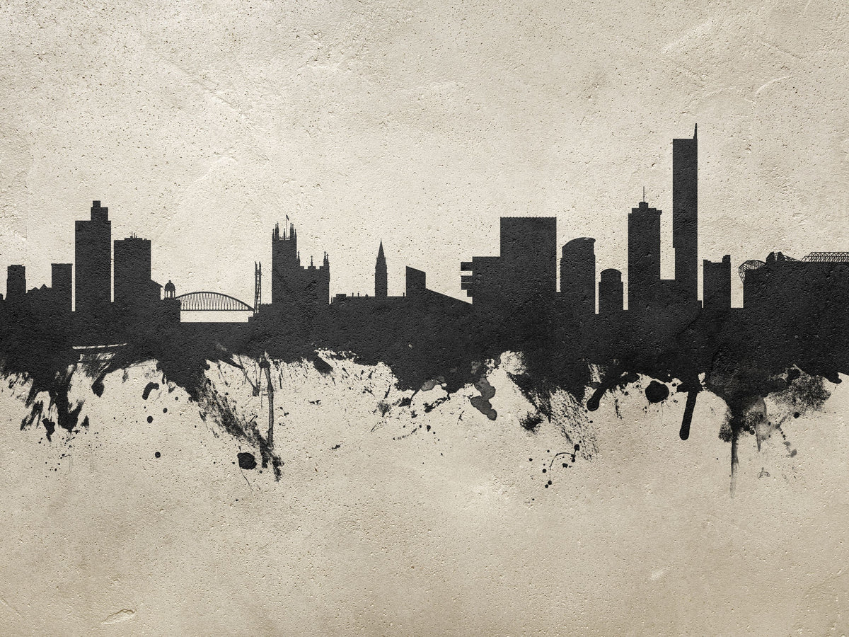 Manchester England Skyline Concrete Mural Wallpaper - pure wallpaper artwork