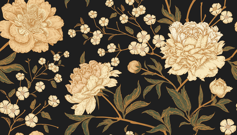Vintage Peonies Pattern Mural Wallpaper