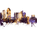 Shreveport Louisiana Skyline Purple & Gold Mural Wallpaper - pure wallpaper artwork