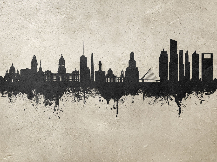 Buenos Aires Argentina Skyline Concrete Mural Wallpaper