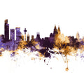 Liverpool England Skyline Purple & Gold Mural Wallpaper - pure wallpaper artwork