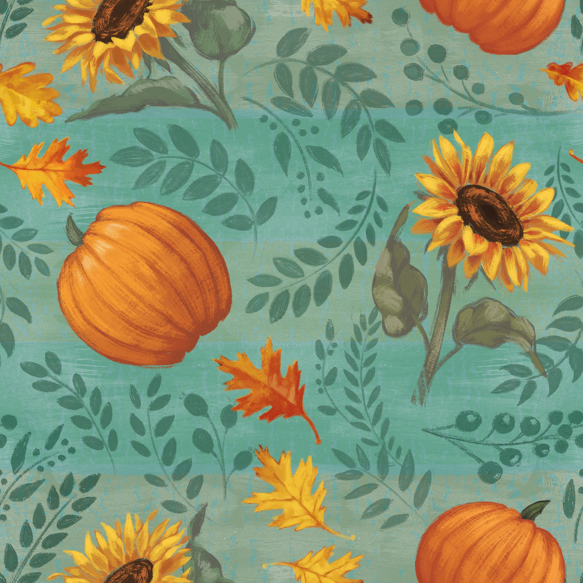 Pumpkin Harvest Blue Mural Wallpaper - pure wallpaper artwork