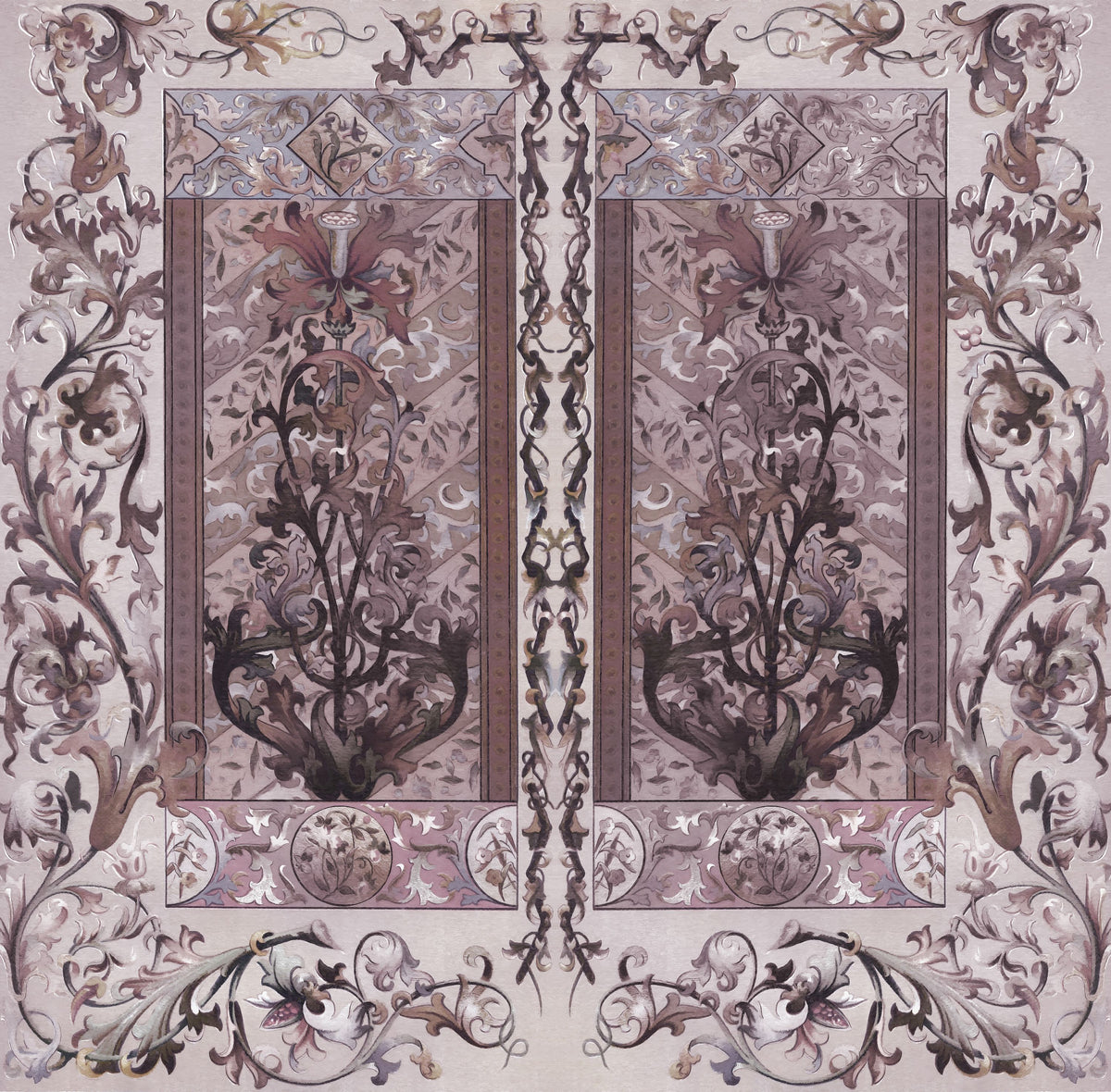 Plant Fantasy Ornament, Rose Mural Wallpaper - pure wallpaper artwork
