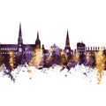 Lichfield England Skyline Purple & Gold Mural Wallpaper - pure wallpaper artwork