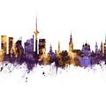 Tallinn Estonia Skyline Purple & Gold Mural Wallpaper - pure wallpaper artwork