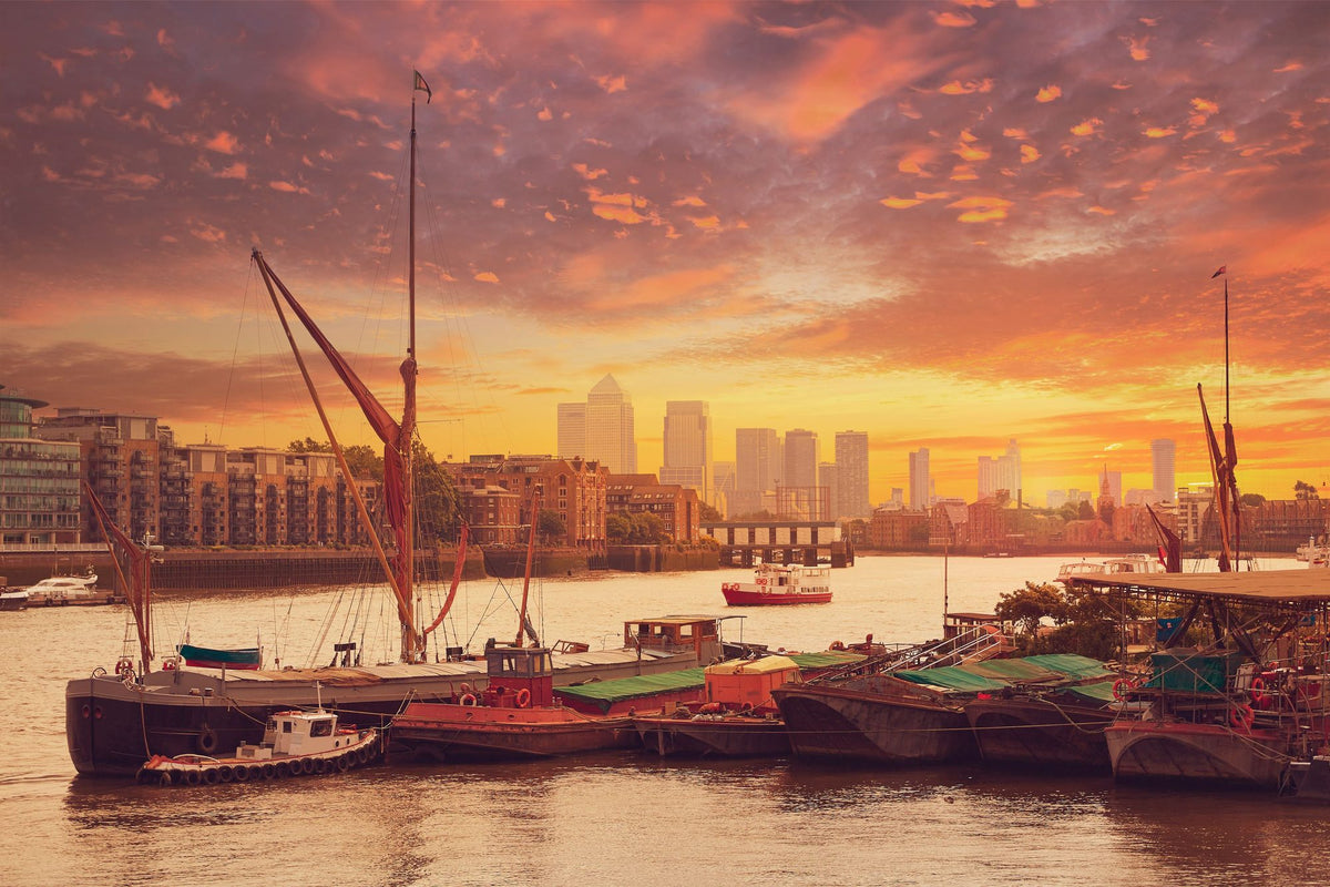Harbor Sunset Sails Mural Wallpaper - pure wallpaper artwork
