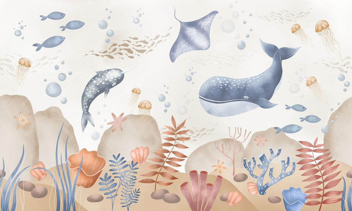 Ocean Paradise, Beige Mural Wallpaper - pure wallpaper artwork