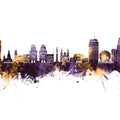 Minsk Belarus Skyline Purple & Gold Mural Wallpaper - pure wallpaper artwork