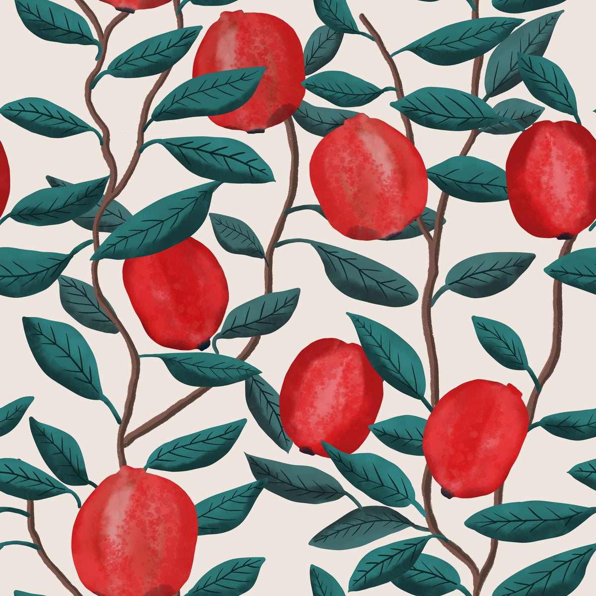 Pomegranate, Snow Mural Wallpaper - pure wallpaper artwork