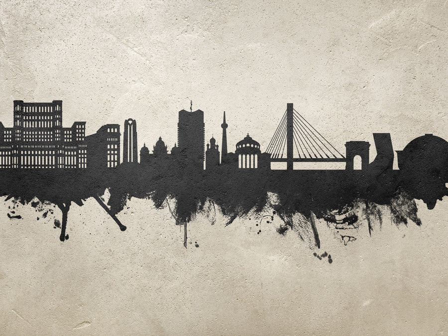 Bucharest Romania Skyline Concrete Mural Wallpaper
