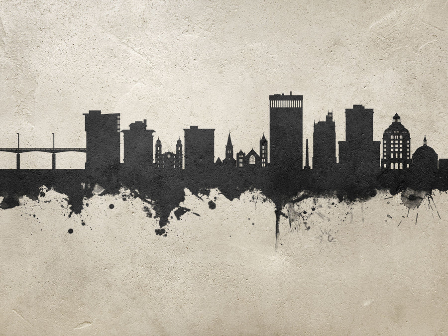 Asheville North Carolina Skyline Concrete Mural Wallpaper