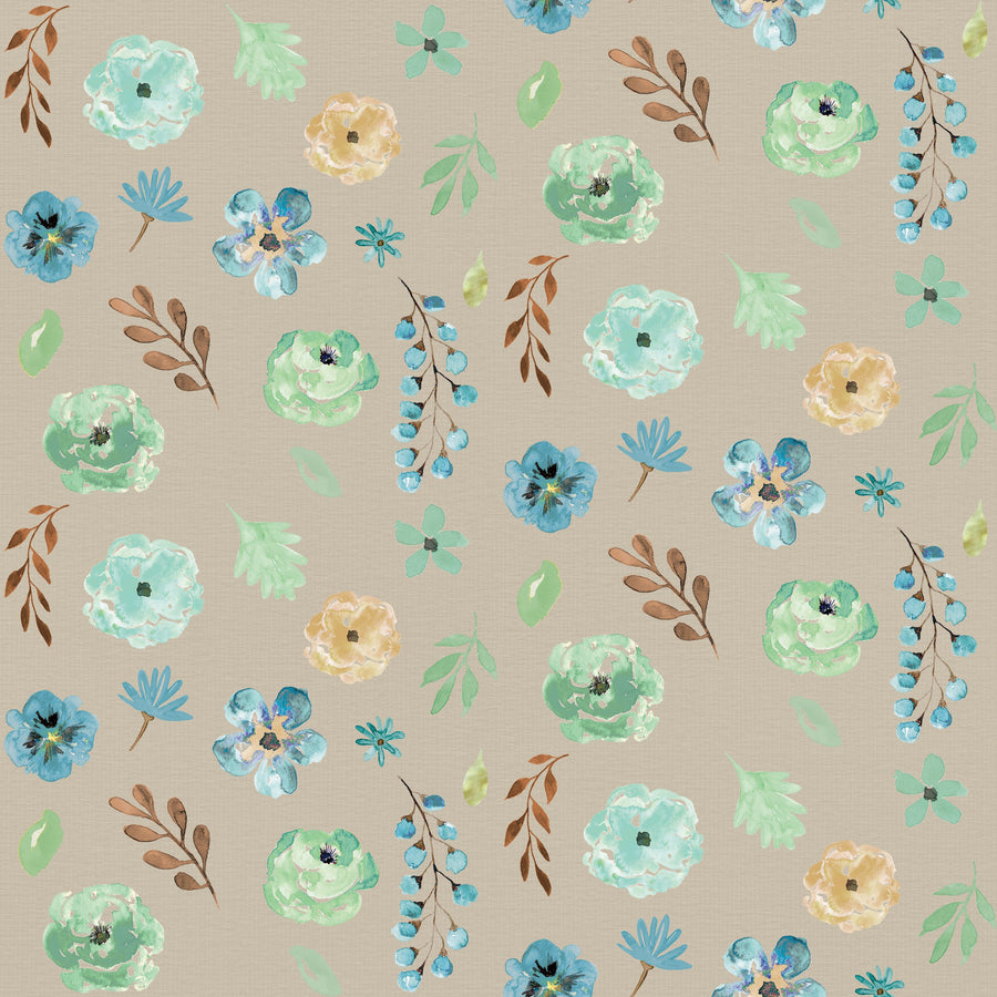 Flutterby Flowers Beige Mural Wallpaper