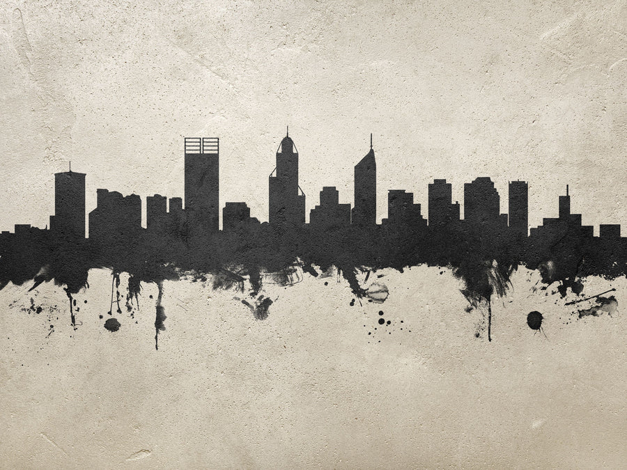 Perth Australia Skyline Concrete Mural Wallpaper