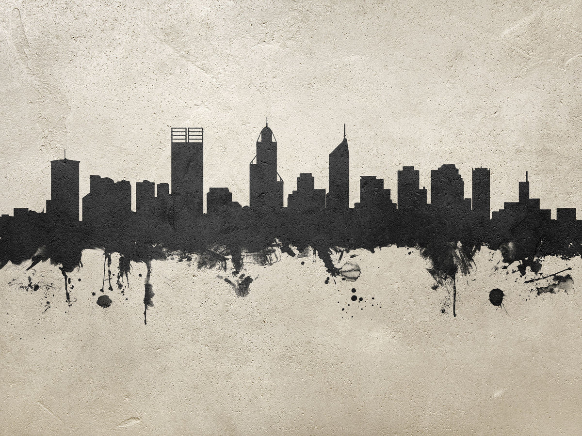 Perth Australia Skyline Concrete Mural Wallpaper - pure wallpaper artwork