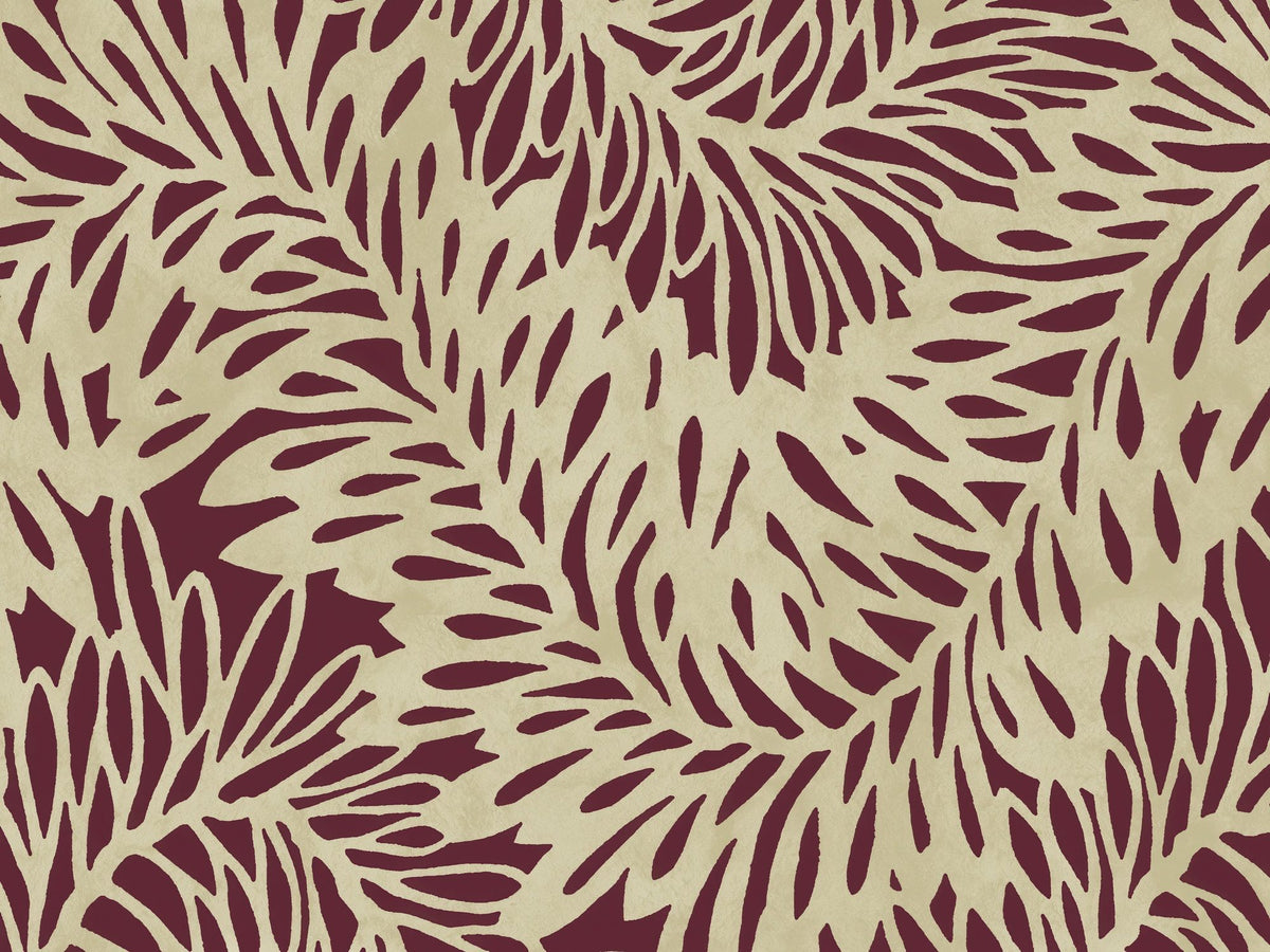 Leaf Wave Claret Mural Wallpaper - pure wallpaper artwork