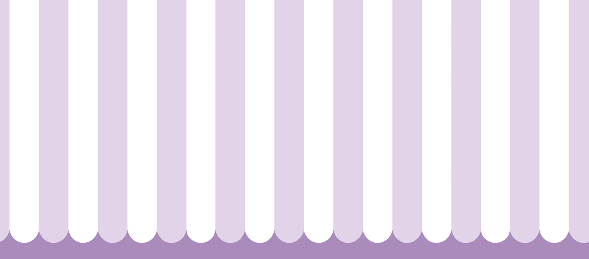 Scalloped Circus Stripes, Lavender Mural Wallpaper - pure wallpaper artwork