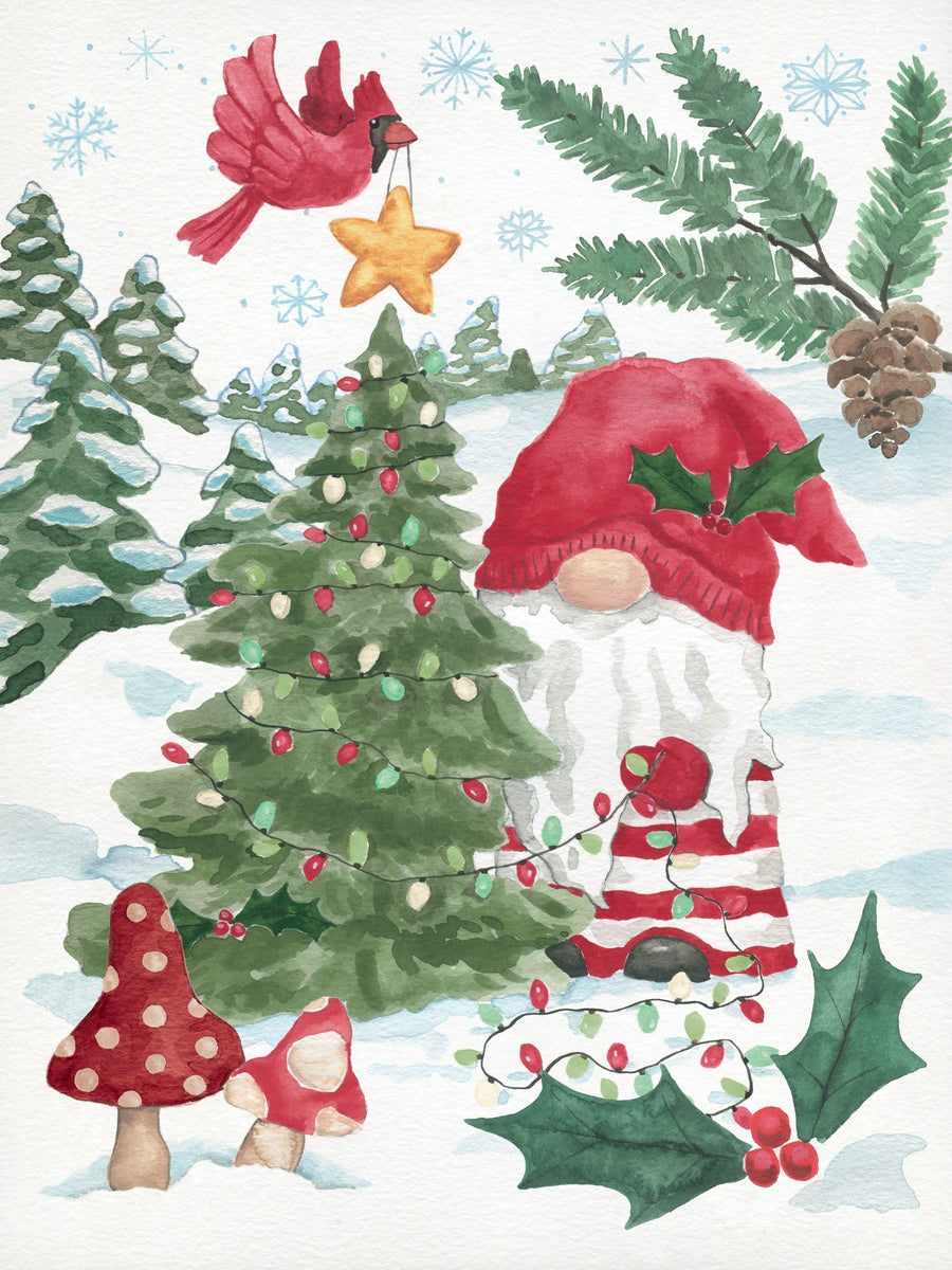 Holiday Cheer Gnomes I Mural Wallpaper