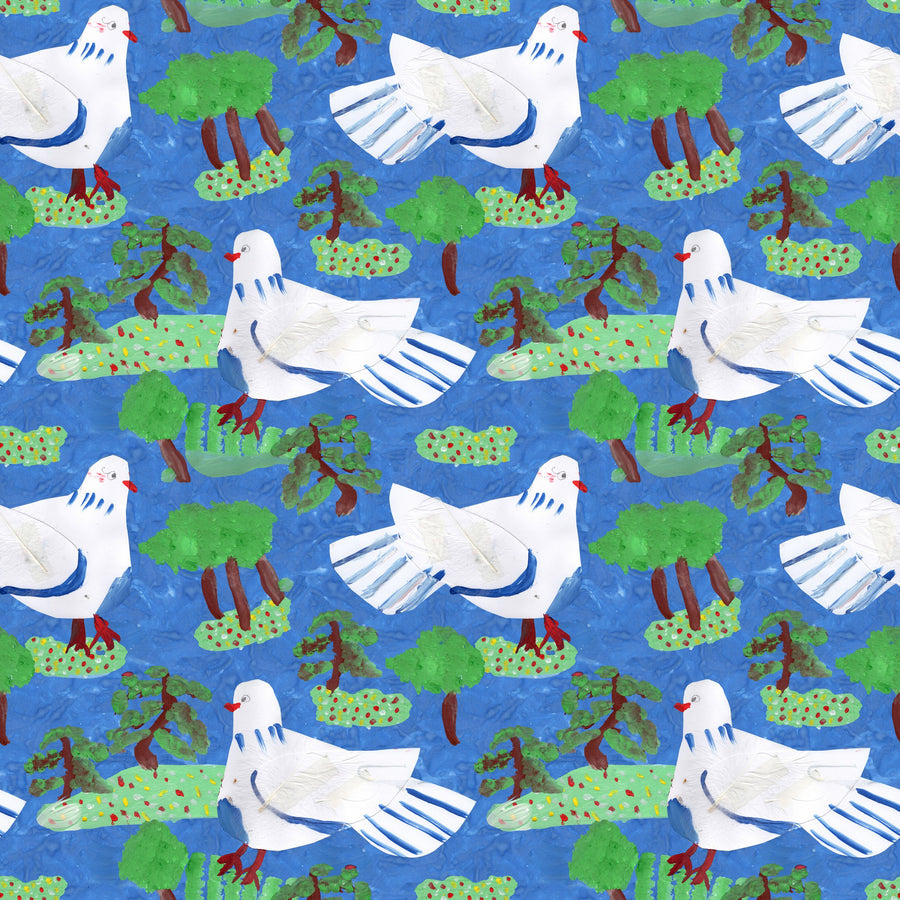 Blue Dove Orchard Mural Wallpaper