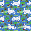 Blue Dove Orchard Mural Wallpaper - pure wallpaper artwork