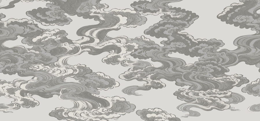 Cloud Wallpaper Mural – Sky Wall Mural – Ukiyo-e Clouds, Gray printable artwork