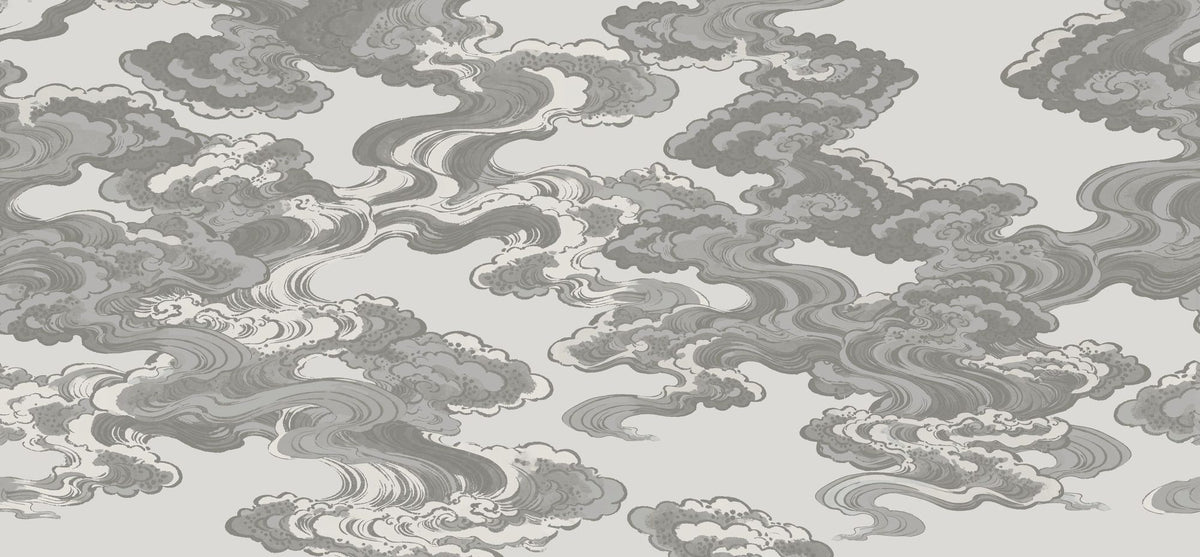 Ukiyo-e Clouds, Gray Mural Wallpaper - pure wallpaper artwork