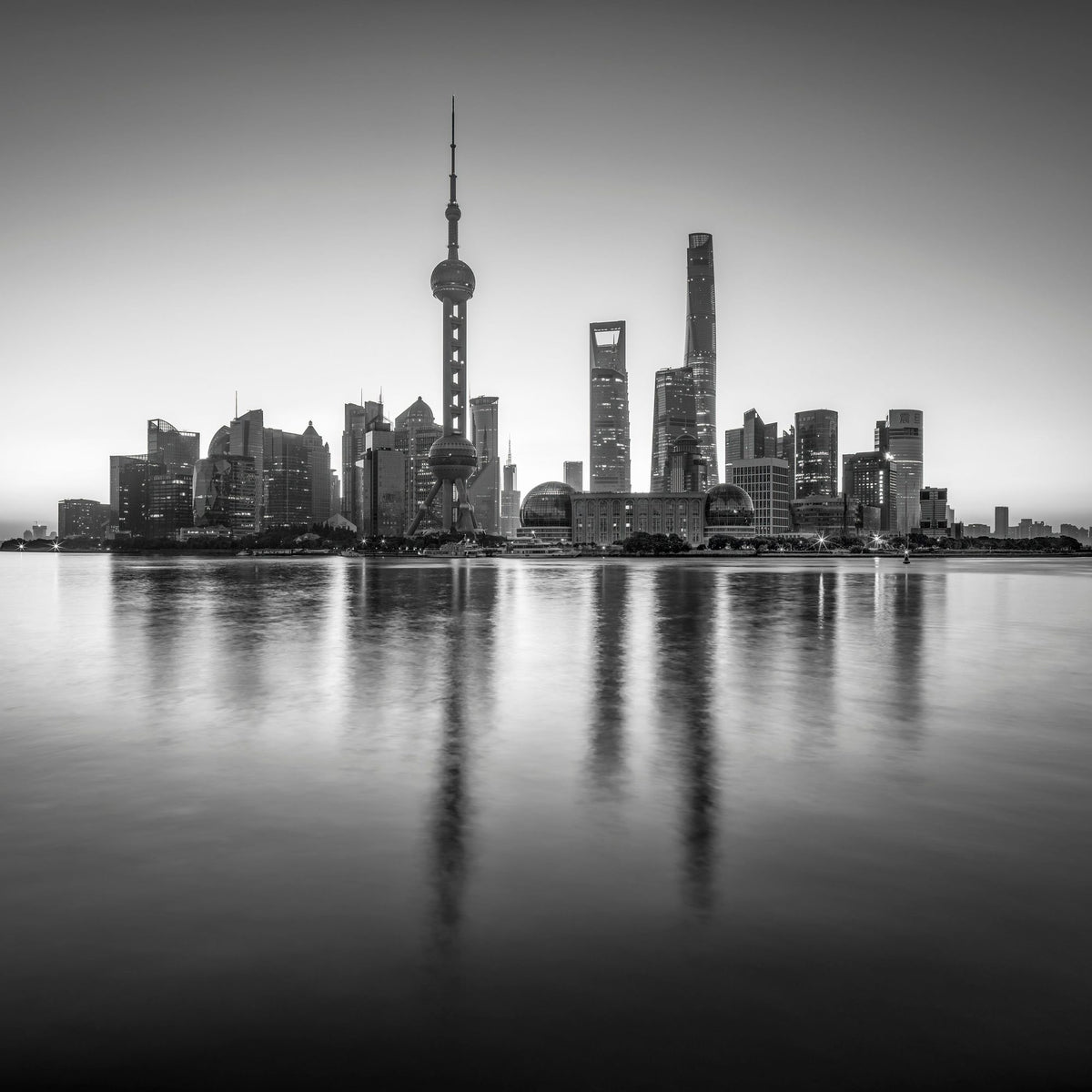 Pudong Sunrise BW Mural Wallpaper - pure wallpaper artwork