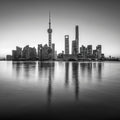 Pudong Sunrise BW Mural Wallpaper - pure wallpaper artwork