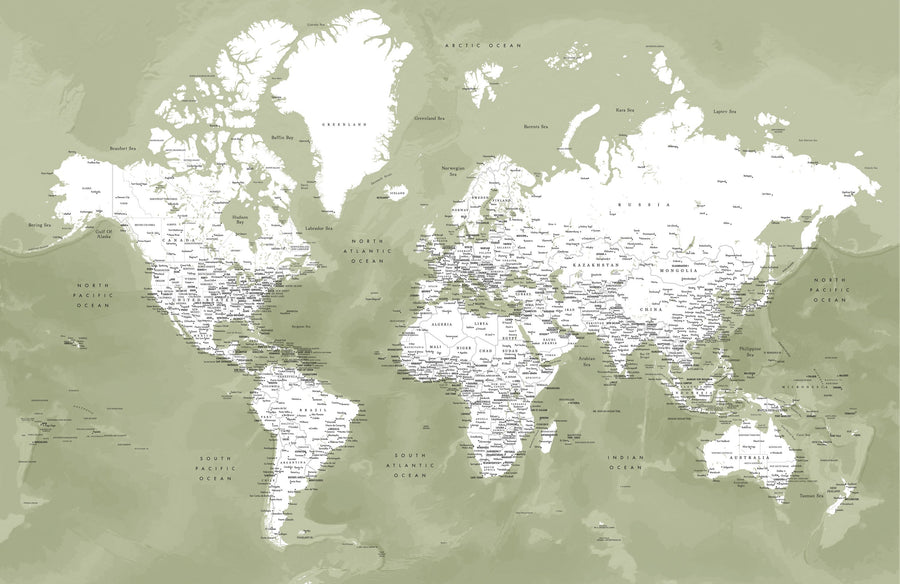 World Map Cities - Pacheco Mural Wallpaper