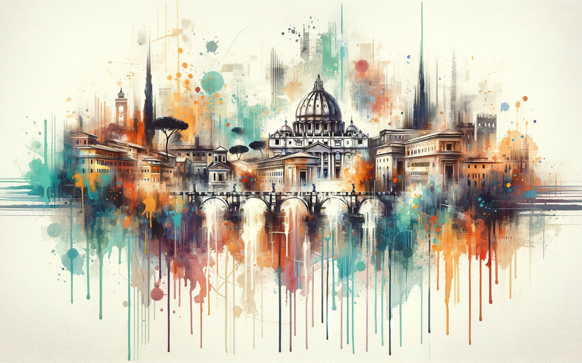 Watercolor Skyline Rome II Mural Wallpaper - pure wallpaper artwork