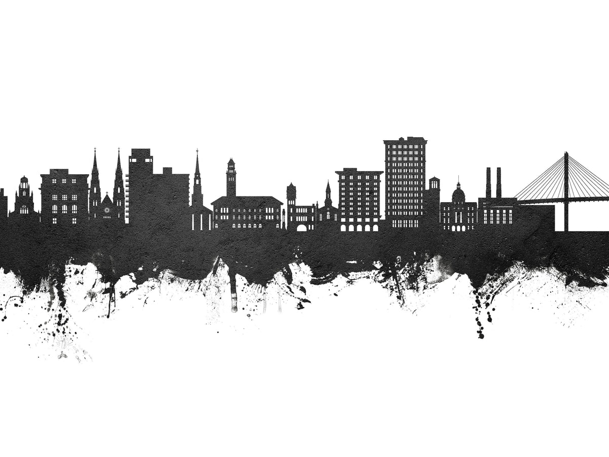 Savannah Georgia Skyline Black & White Mural Wallpaper - pure wallpaper artwork